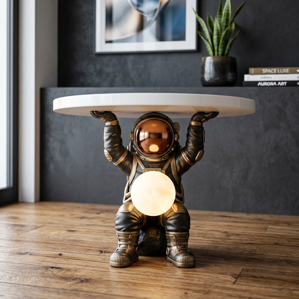 Designer gold astronaut figurine table lamp